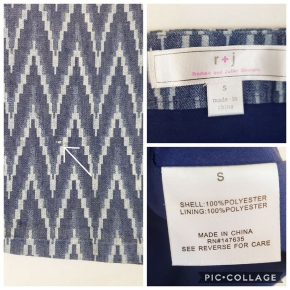 Romeo & Juliet Couture Blue Chevron Chambray Skirt Size Small - Picture 8 of 9